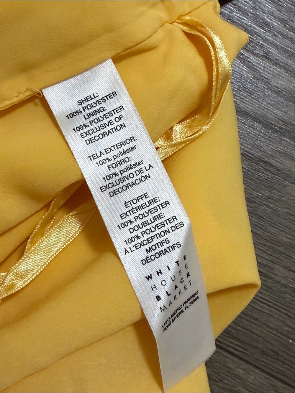 WHBM Yellow Sleeveless Chiffon Dress Drawstring Gold Hardware Size 8 NWT - Picture 8 of 8